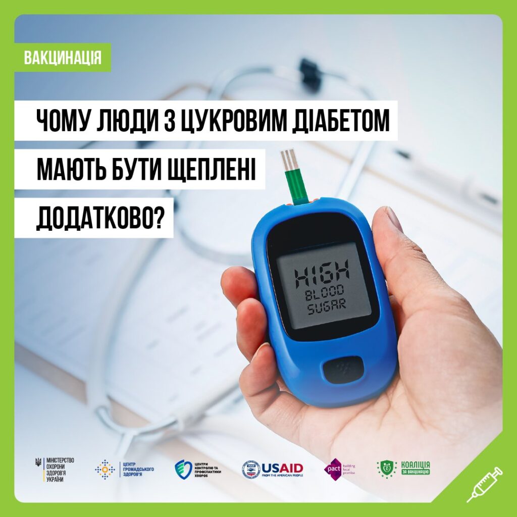 Чому люди з цукровим діабетом мають бути щеплені додатково?
