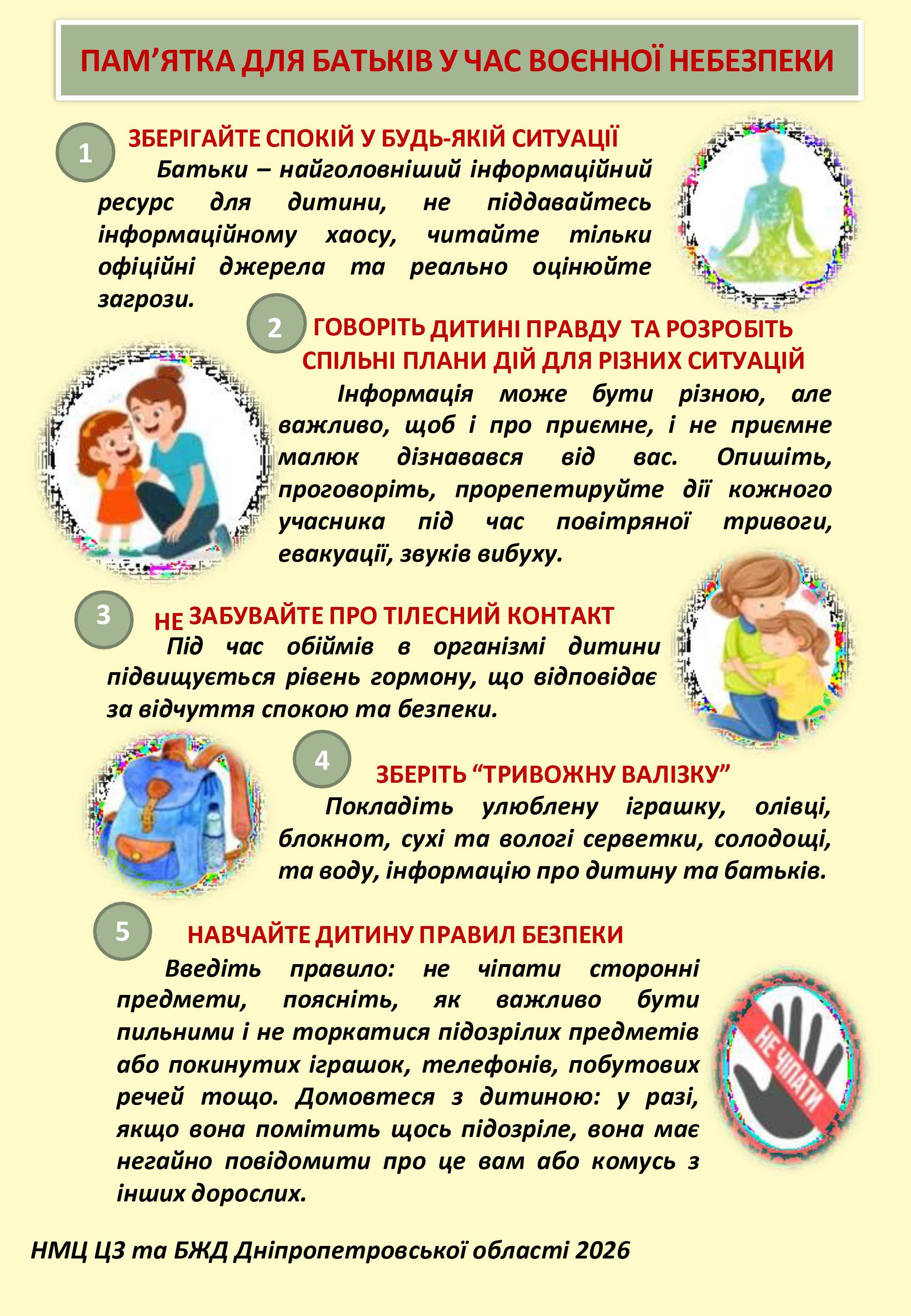 Пам’ятки на теми: “Пам’ятка для батьків у час воєнної небезпеки”, “Небезпека купання в заборонених місцях”